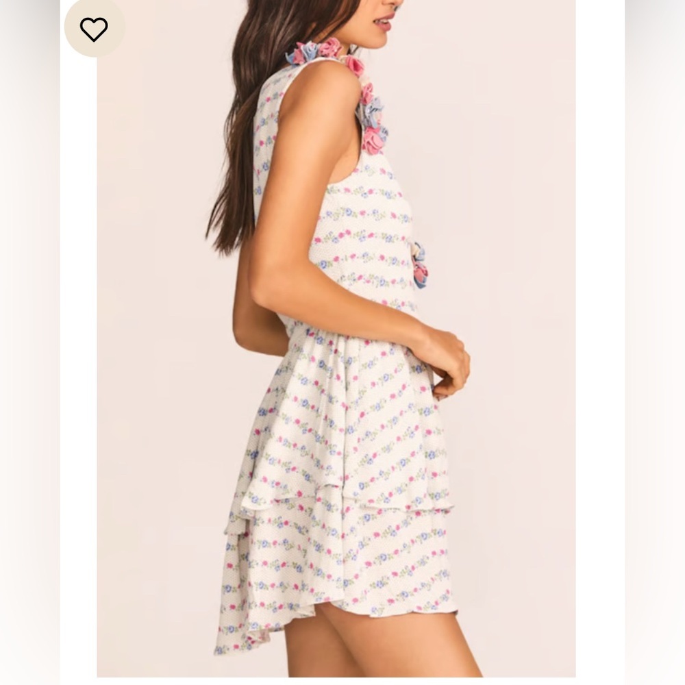 SOLD NWT LoveShackFancy White Floral Dress with Pink and Blue Accents - Picture 5 of 6
